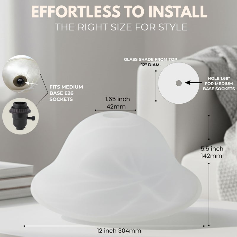 LightAccents White Floor Lamp Glass Shade Replacement - Modern Bowl Torchiere Lamp, Height: 4.75 inches, Width: 12 inches - Image 5